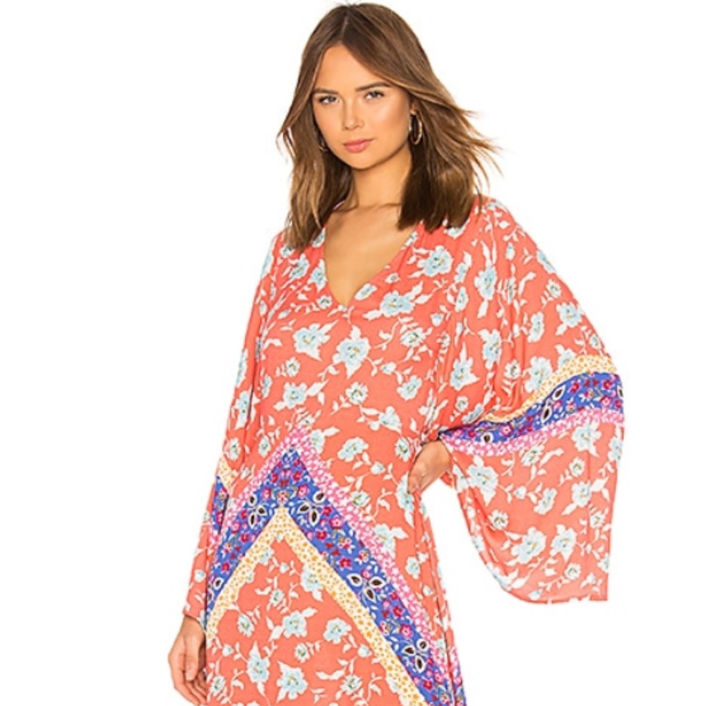 Lovers + Friends Coral Floral Maxi Dress